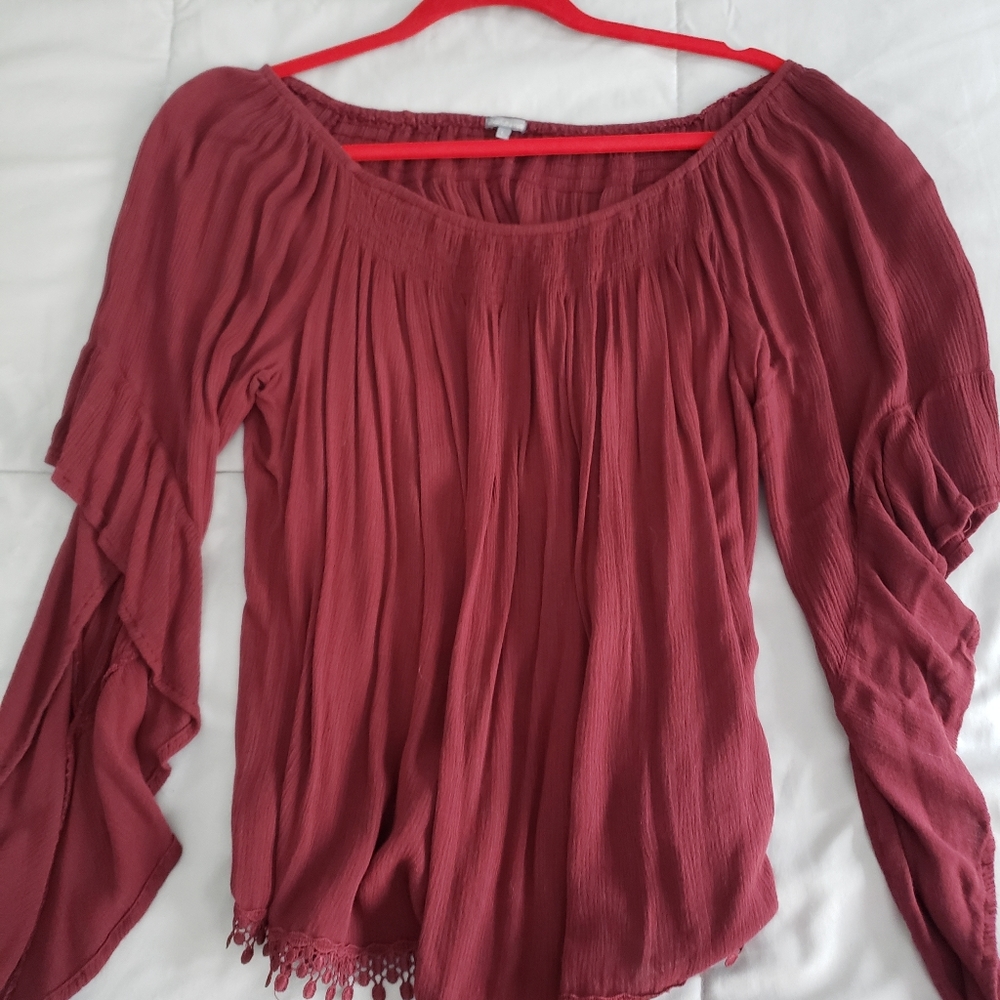 Off the shoulder purple top